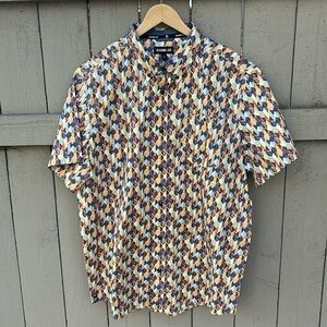 Rank 45 Men's Abstract Geo Print Short Sleeve Button Down Western Shirt Rodeo L